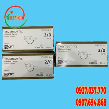 Chỉ tan chậm Trustigut chromic catgut 2/0 C30A26
