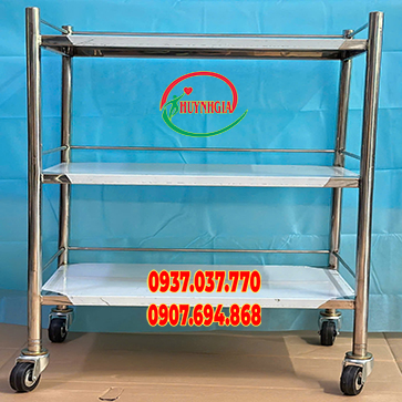 Xe đẩy inox 40x60cm 3 tầng không hộc
