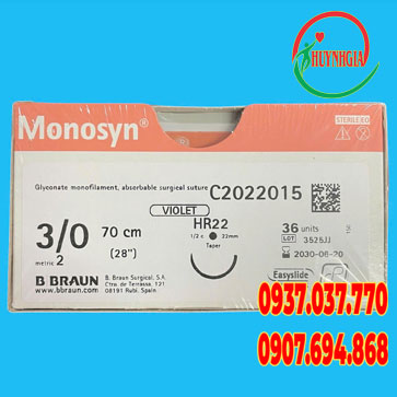 Chỉ phẫu thuật tự tiêu monosyn 3/0 70cm HR22